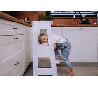 Viculii Learning Tower Explorer | Montessori White Wooden Learning Tower | Kids Kitchen Helper Stool Step | Solid Beech Wood