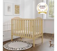 Viculii Waffi Space Saver Cot Natural with Bamboo Mattress - 0-18m, 3-Position Height, Teething Rails, Drop Side MB/COT/VIC/0281