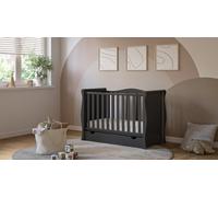 VICULII Willow Black Sleigh Mini Cot Bed With Drawer And Pocket Sprung Hypoallergenic 120 X 60 Cm