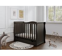 VICULII Willow Sleigh Mini Cot Bed Black With Drawer And Bamboo Mattress