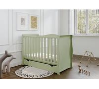 VICULII Willow Sleigh Mini Cot Bed Pistachio With Drawer And Bamboo Mattress