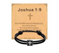VICUSSE Bible Verse Cross Bracelet for Men, Stainless Steel Scripture Adjustable Braided Rope Wristband, adjustable, Metal, no gemstone