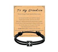 VICUSSE Bible Verse Cross Bracelet for Men, Stainless Steel Scripture Adjustable Braided Rope Wristband, adjustable, Metal, no gemstone