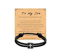 VICUSSE Bible Verse Cross Bracelet for Men, Stainless Steel Scripture Adjustable Braided Rope Wristband, adjustable, Metal, no gemstone