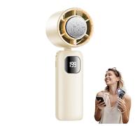 ViCUULY 2025 Rapid Cooling Fan, Portable Handheld Turbo Fan, Semiconductor Cooling Handheld Foldable Dual-Purpose Neck Hanging USB Charging Outdoor Portable Refrigeration Tools (Beige)