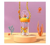 ViCUULY Baby Drinking Cup with Whale Squirt, Food-Grade Sealing Ring Water Whale Spray Sippy Cup, Portable Toddler Cups Summer Water Cup (350ml Yellow+Strap+Straw Brush+Straw*2)