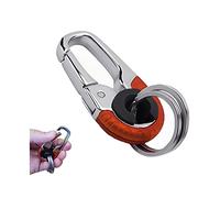 ViCUULY Creative Stainless Steel Keychain, Men’s Car Key Chain, Keychain for Men and Women, Double Ring Design (Red Style B)