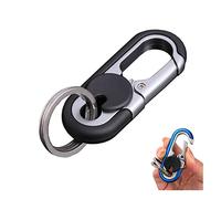 ViCUULY Creative Stainless Steel Keychain, Men’s Car Key Chain, Keychain for Men and Women, Double Ring Design (Black Style A)
