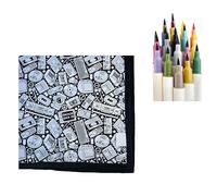 ViCUULY DIY Coloring Blanket, Creative Personalized Handmade Colorful Blanket Color Your Own Blankets Washable Fuzzy Velvet Home Holiday Decor Ideal (Retro Technology+15 Colored Pencils)