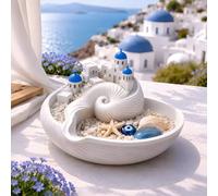 ViCUULY Hand-Painted Santorini Catchall Bowl - Greek Island Home Decor, Mediterranean Blue Dome Trinket Dish, Unique Jewelry Organizer & Key Tray (1 Pcs)