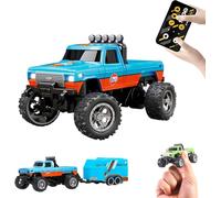 ViCUULY Mini Rc Monster Truck, 1:64 Scale, 2.4Ghz Remote Control Car with Lights, Alloy Truck, Speed/Steering Adjustable (Orange Blue)