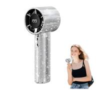 ViCUULY Portable Handheld Turbo Fan, 199 Gear Wind Mini Diamond Fans Rechargeable With Digital Display Usb Face Small Women Fans For Travel/Camping/Outdoor/Home (White Diamonds)