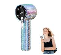 ViCUULY Portable Handheld Turbo Fan, 199 Gear Wind Mini Diamond Fans Rechargeable With Digital Display Usb Face Small Women Fans For Travel/Camping/Outdoor/Home (Colored Diamonds)