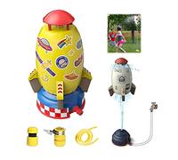 ViCUULY Rocket Launch Sprinkler Toy, Hydro Launch Water Rocket Toys for Kids (Cartoon Space Rocket+Base Interface+Faucet Interface+16 Ft Water Pipe)