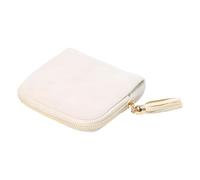 ViCUULY Travel Jewelry Case, Small High-End Large-Capacity Tassel Storage Bag Gifts for Women, Pouch Bags with Zipper, Velvet Jewelry Organizer Storage Bag for Bracelet Rings Earring (Beige)