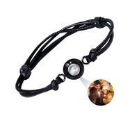 VICVIK Personalised Photo Projection Bracelet Women Men, Custom Adjustable Length Memory Bracelet with Picture Inside, Personalised Memorial Wedding Photo Gifts Men's Couples Bracelets for Womens
