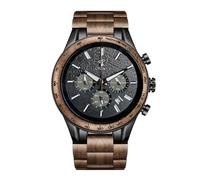 VICVS Men's Wood and Stainless Steel Watches, Chronograph 3 Dials Chronograph Quartz Casual Business Multifunctional Men's Wood Watches, Handmade (Walnut Alrakis)