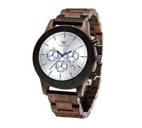 VICVS Men's Wooden Watch, Natural red Sandalwood/Black Walnut Japanese Quartz Multi-Function Chronograph (Walnut White)