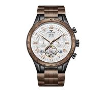 VICVS Natural Walnut Automatic Men's Wooden Watch Sports Date Day Multifunctional Automatic Wooden Watch(Walnut White)