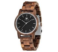 VICVS Wooden Watches for Men and Women, Natural Walnut/Olive Wood Japanese Quartz Chronograph, Adjustable Strap, Military Sports and Leisure (Walnut-3)