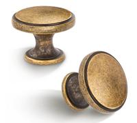 Vicycmc Antique Brass Zinc Alloy Solid Cabinet Knobs,Heavy Duty Vintage Retro Single Hole Knobs,Cabinet Hardware for Bedroom,Dresser,Kitchen 6 Pack 8527