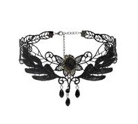 VICZON Gothic Chokers Rose Gothic Lace Necklace with Pendant, Black Lace Chain Choker Vintage Victorian Vintage Accessory for Women, Gothic Black Vintage Tattoo Vintage Lace Choker