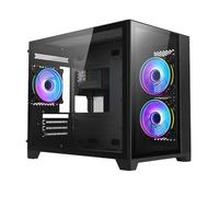 Vida Akira Black ARGB Gaming Case w/Glass Front And Side, Micro ATX, 3x ARGB Fans, 6-Port PWM ARGB Fan Hub