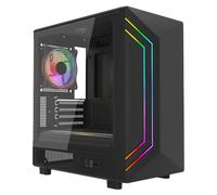 Vida Apollo M Black ARGB Gaming Case w/Glass Window, Micro ATX, Rear ARGB Infinity Fan, Front LED Strips