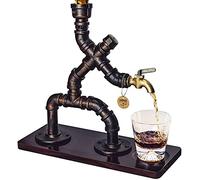 Vida Brillante Handcrafted Liquor Dispenser- Steampunk Pipe Decor, Industrial Whiskey Holder, Rustic Style, Bar Accessories for Home Bar Art (1 Bottle) (Brown)