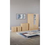 Vida Designs 4Pc Bedroom Set 2x2Bedside, 4 Drawer, 3Dr Mirror Wardrobe Home Discount Brown One Size
