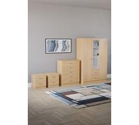 Vida Designs 4Pc Bedroom Set 2x2Bedside, 5 Drawer, 3Dr Mirror Wardrobe Home Discount Brown One Size