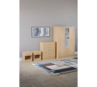 Vida Designs 4Pc Bedroom Set 2xBedside, 5Drawer Chest, Mirror Wardrobe Home Discount Brown One Size