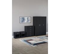 Vida Designs 4Pc Bedroom Set 2xBedside Chest, 4 Drawer Chest, Wardrobe Home Discount Black One Size