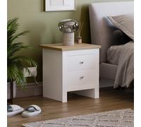 Vida Designs Bedside Table Arlington 2 Drawers White/Oak Effect