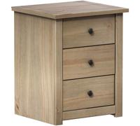 Vida Designs Bedside Table Panama Solid Pine 3 Drawers Natural Oak