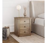Vida Designs Bedside Table Solid Pine 3 Drawer Chest Bedroom Furniture Waxed