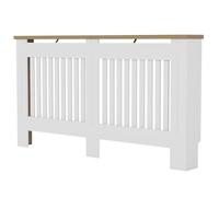 Vida Designs Benfield Radiator Cover White - Medium - Elegant Shaker Style Vertical Slats for Heat Circulation - H83xW152xD19cm - 100% FSC Unpainted MDF Cabinet for Living Room & Hallway