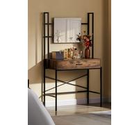 Vida Designs Brooklyn 1 Drawer Dressing Table with Built-in Mirror Storage Home Discount Dark Brown One Size