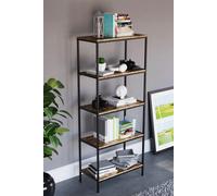 Vida Designs Brooklyn 5 Tier Bookcase Storage 1440 x 600 x 300 mm Home Discount Dark Brown One Size