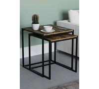 Vida Designs Brooklyn Nest of 2 Tables Storage Living Room Home Discount Dark Brown One Size