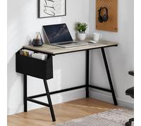 Vida Designs Brooklyn Small Computer Desk Grey 75 H X 112 W X 50 D Cm With Storage Basket Space-Saving Easy-Assembly Metal Frame