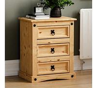Vida Designs Corona Bedside Chest, 3 Drawer, Solid Pine Wood