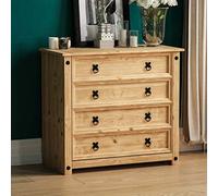 Vida Designs Corona Chest Of Drawers, 4 Drawer, Rustic, Solid Pine Wood