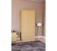 Vida Designs Denver 2 Door Wardrobe With Drawers MDF Home Discount Brown One Size