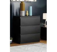 Vida Designs Denver 3 Drawer Bedside Chest Grey