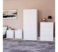 Vida Designs Denver 4Pc Bedroom Set(2 Bedside,4 Drawer Chest,Wardrobe) Home Discount White One Size