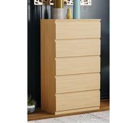 Vida Designs Denver 5 Drawer Chest of Drawers Storage Home Discount Brown One Size
