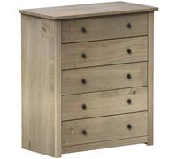 Vida Designs Drawer Chest Panama Solid Pine 5 Drawers Natural Oak