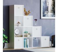 Vida Designs Durham 10 Cube Bookcase Storage Unit & Cube Storage Basket Set of 5 Home Discount White One Size