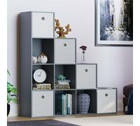 Vida Designs Durham 10 Cube Bookcase Storage Unit & Cube Storage Basket Set of 5 Home Discount White One Size